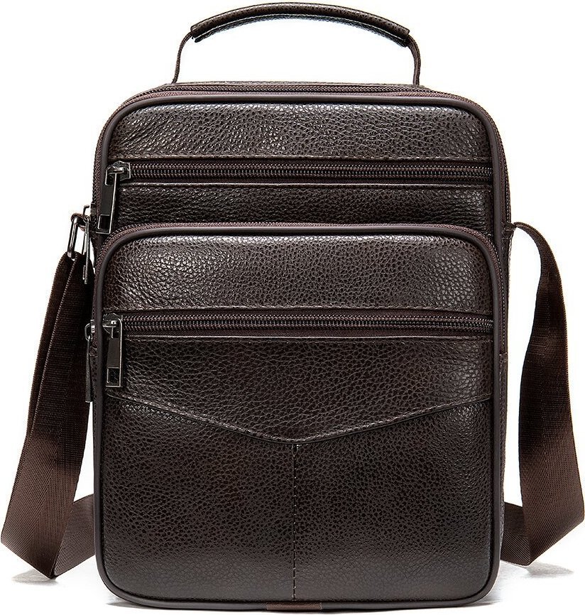 Кожаная сумка-барсетка из кожи флотар коричневого цвета Vintage (14991) modnotak фото №6