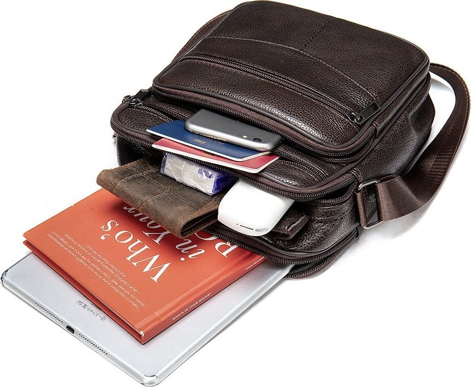 Кожаная сумка-барсетка из кожи флотар коричневого цвета Vintage (14991) modnotak фото №8