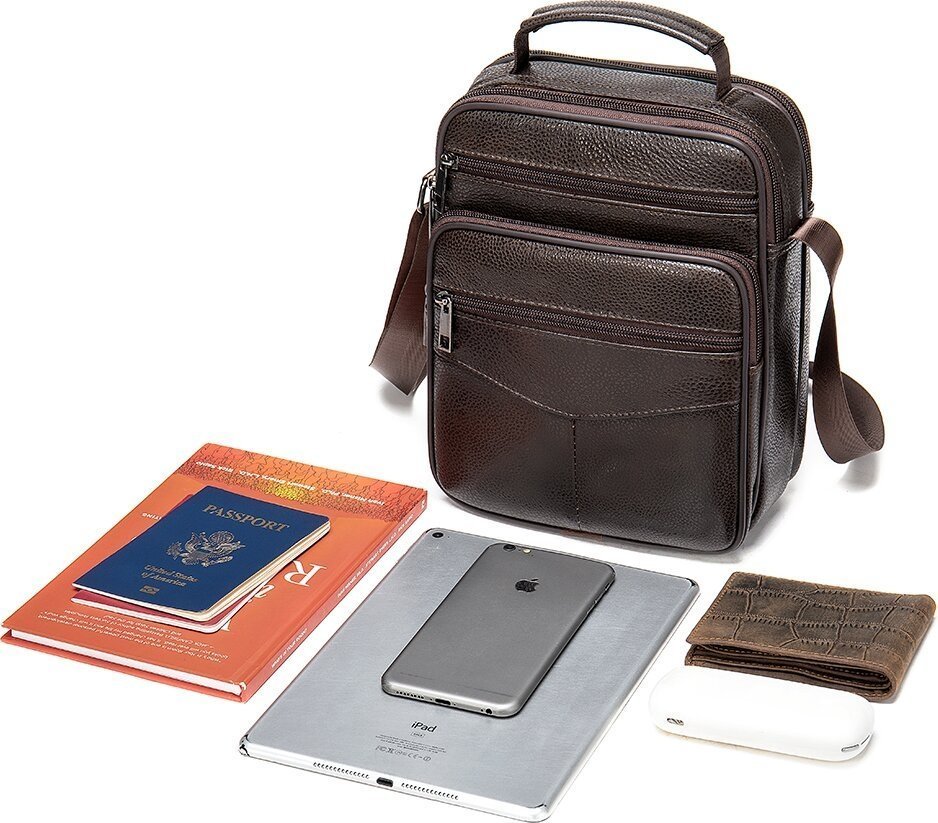 Кожаная сумка-барсетка из кожи флотар коричневого цвета Vintage (14991) modnotak фото №9