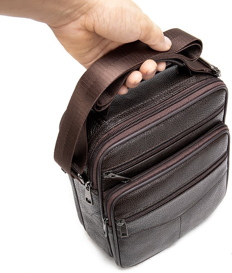 Кожаная сумка-барсетка из кожи флотар коричневого цвета Vintage (14991) modnotak фото №10