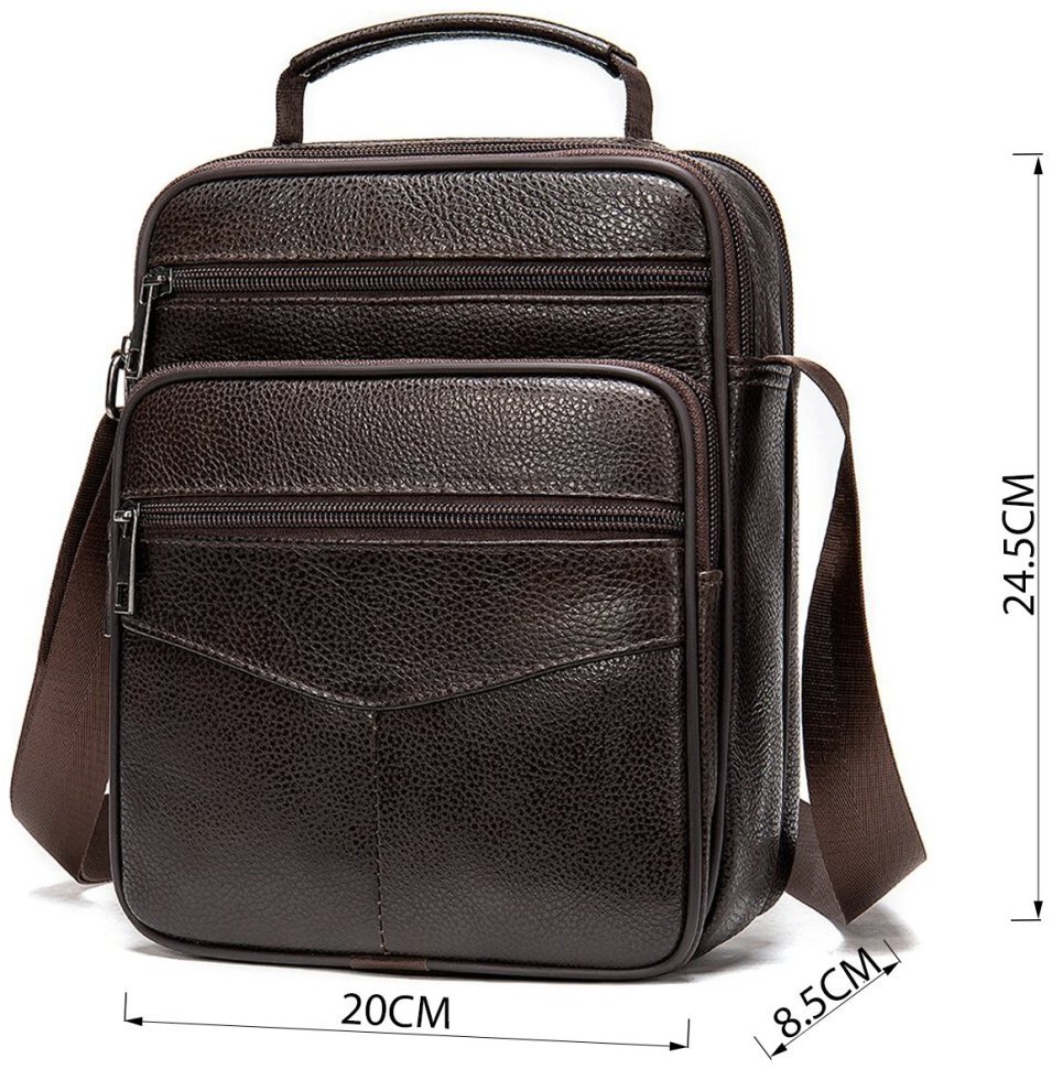 Кожаная сумка-барсетка из кожи флотар коричневого цвета Vintage (14991) modnotak фото №12