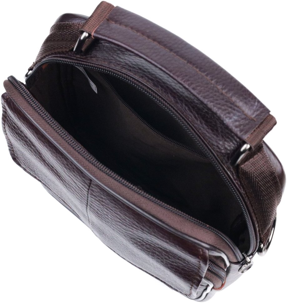 Коричнева чоловіча сумка-барсетка середнього розміру з натуральної шкіри Vintage 2421304