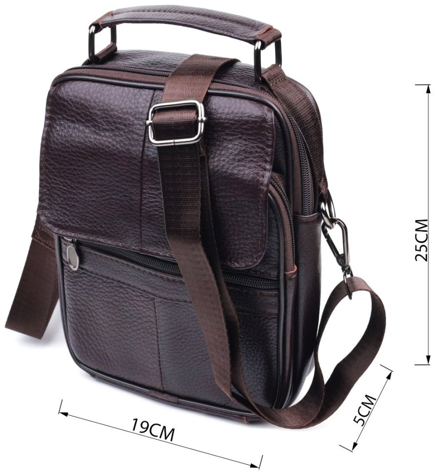 Коричнева чоловіча сумка-барсетка середнього розміру з натуральної шкіри Vintage 2421304