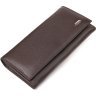 Великий жіночий шкіряний гаманець коричневого кольору з клапаном на кнопці CANPELLINI (2421526) - 1