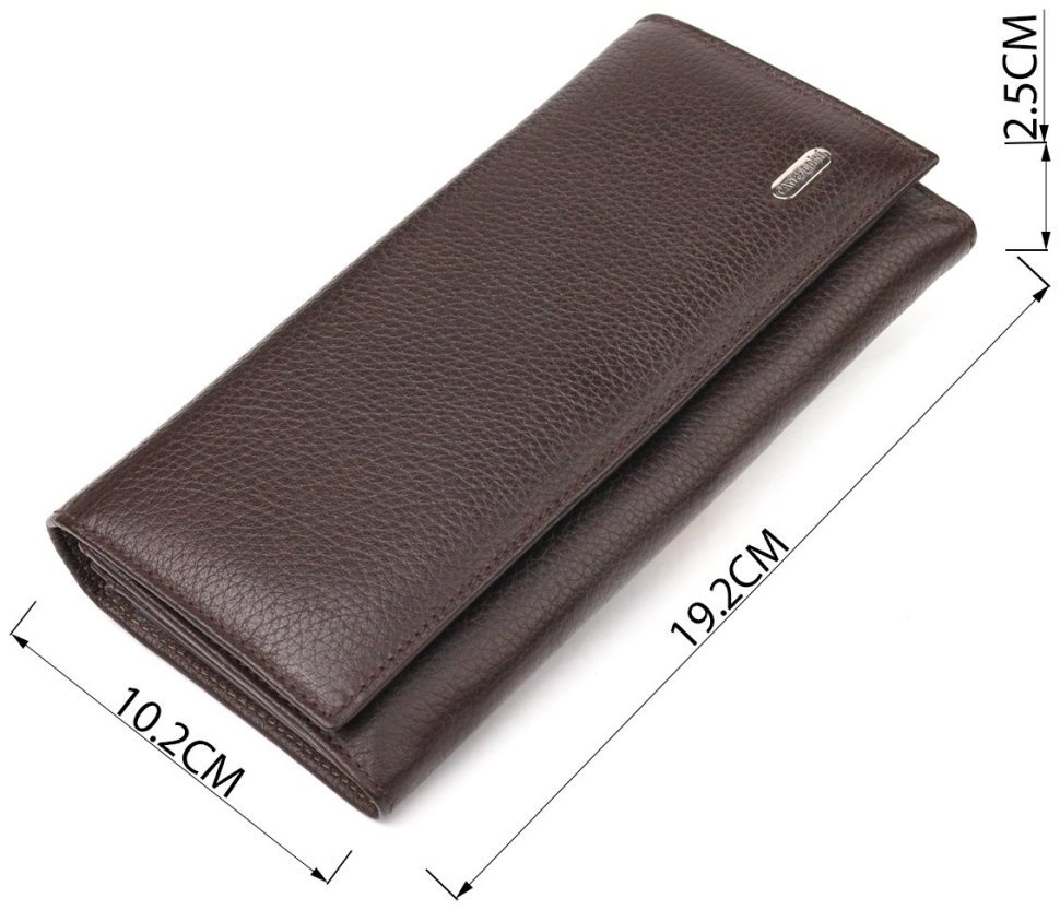 Великий жіночий шкіряний гаманець коричневого кольору з клапаном на кнопці CANPELLINI (2421526) modnotak фото №9