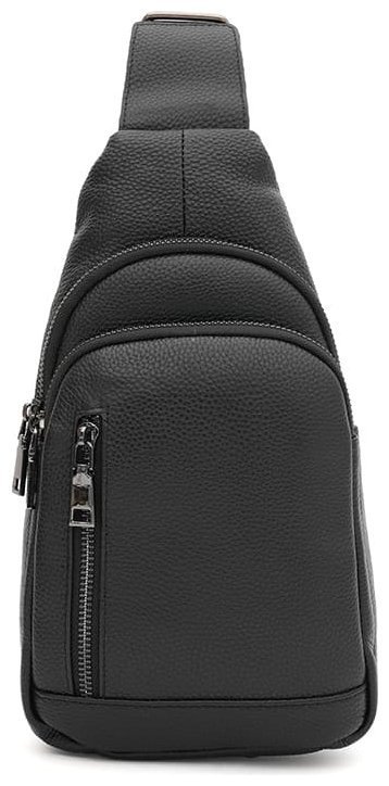 Стильный мужской слинг из натуральной кожи черного цвета Borsa Leather 88736 modnotak фото №1