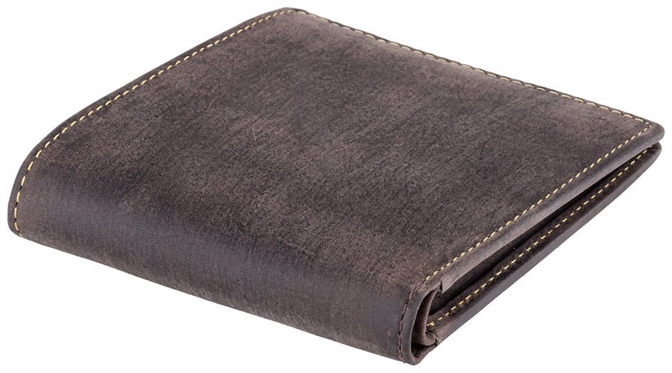 Мужское портмоне из винтажной кожи коричневого цвета с акцентной строчкой Visconti Shield 68836