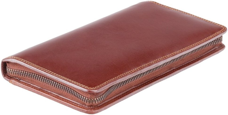Дорожній гаманець з натуральної шкіри коричневого кольору на зап'ястя Visconti Wing 68936