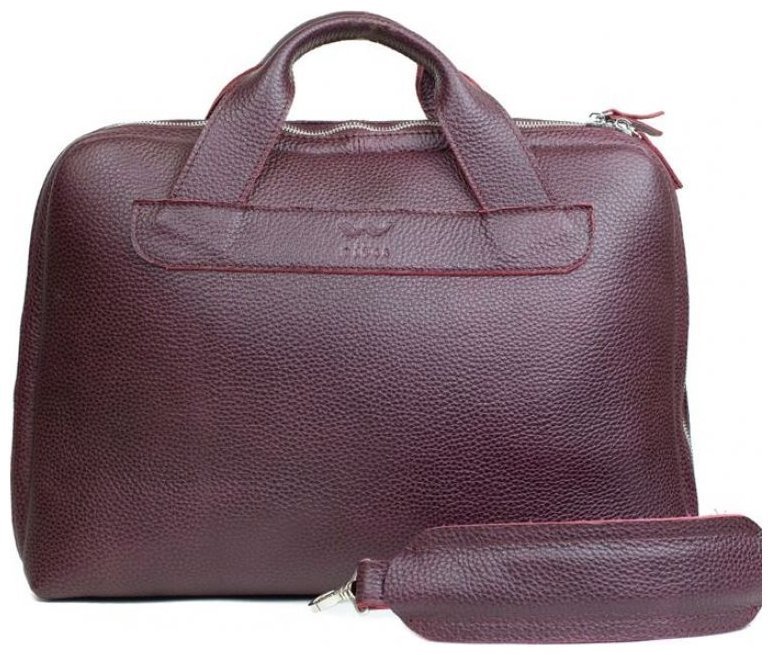 Кожаная деловая женская сумка марсалового цвета с ручками BlankNote Attache Briefcase 78936