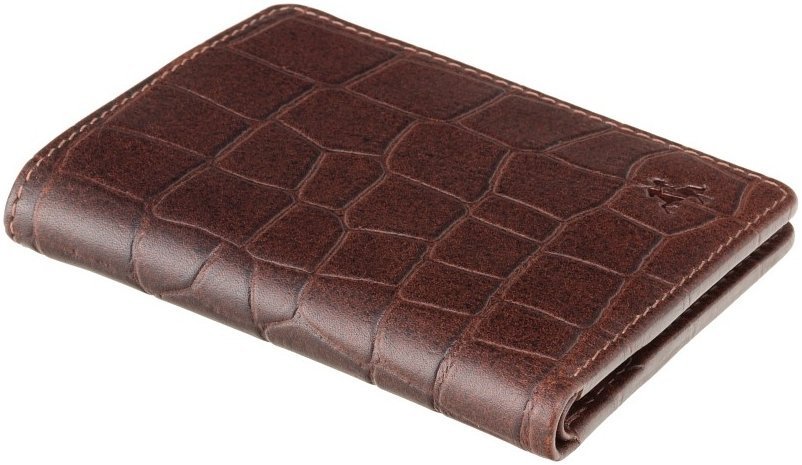 Коричневое мужское портмоне из натуральной кожи под крокодила с RFID - Visconti Caiman 69036