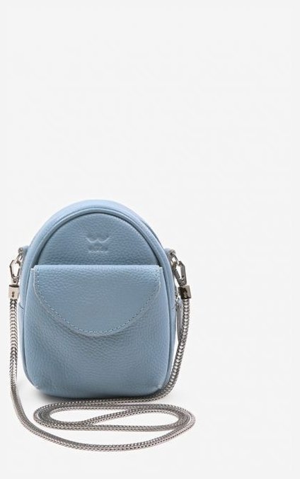 Голубая женская мини-сумка из фактурной кожи на цепочке BlankNote Kroha 79036