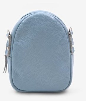 Блакитна жіноча міні-сумка з фактурної шкіри на ланцюжку BlankNote Kroha 79036