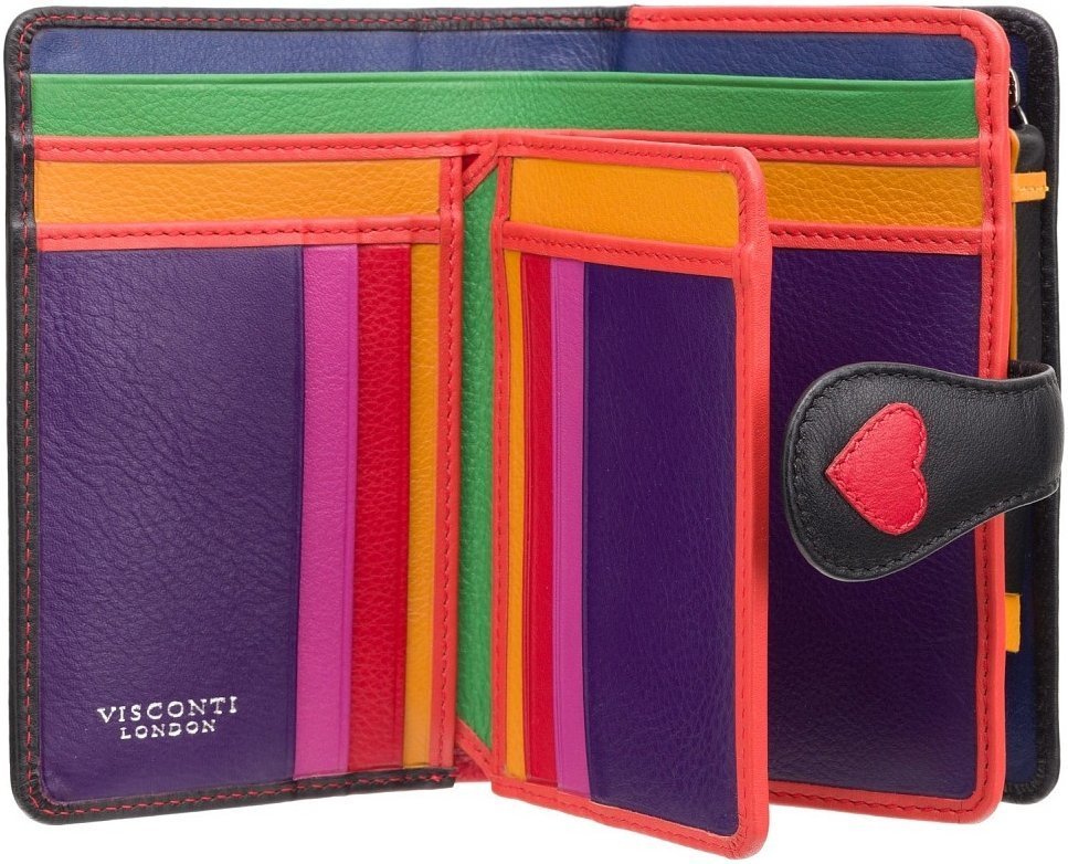 Середній жіночий гаманець з натуральної шкіри з кольоровими сердечками Visconti 69136