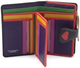 Средний женский кошелек из натуральной кожи с цветными сердечками Visconti 69136