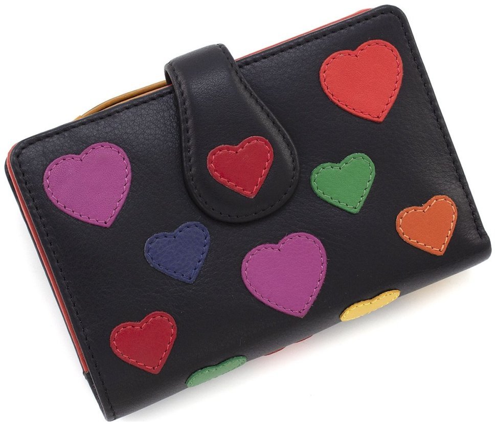 Середній жіночий гаманець з натуральної шкіри з кольоровими сердечками Visconti 69136