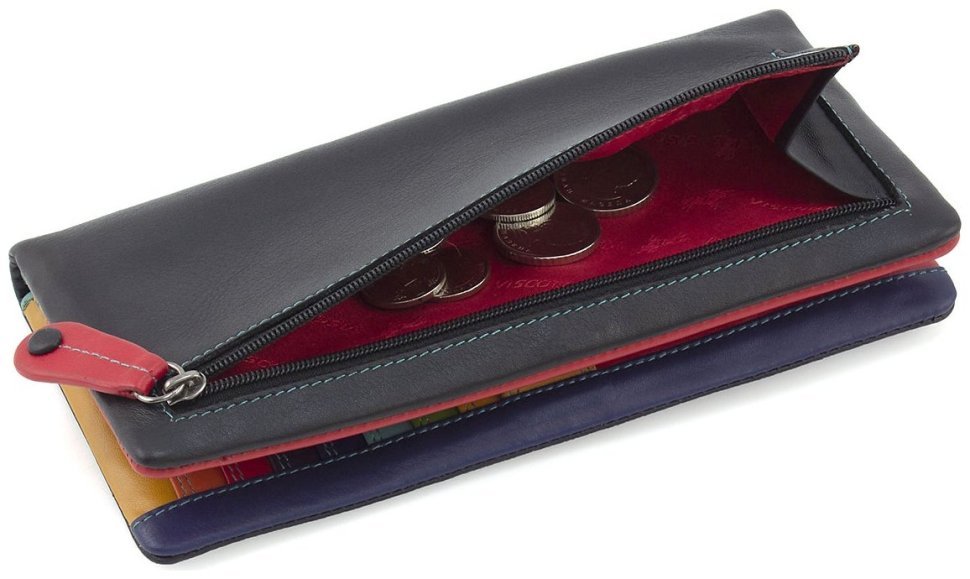 Великий чорний жіночий гаманець із натуральної високоякісної шкіри на кнопці Visconti 69236