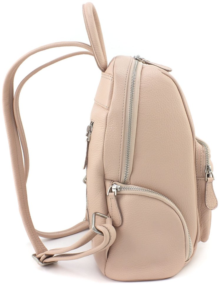 Женский кожаный вместительный рюкзак пудрового цвета KARYA 69736