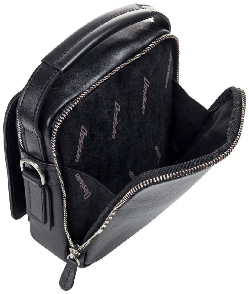 Мужская компактная сумка-барсетка из гладкой кожи черного цвета DESISAN 80037 фото №3 Мужская компактная сумка-барсетка из гладкой кожи черного цвета DESISAN 80037 modnotak фото №3