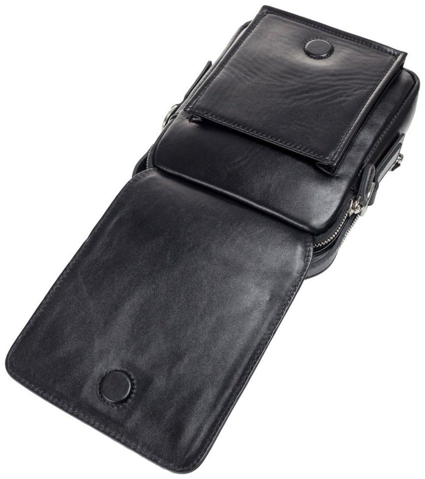 Мужская компактная сумка-барсетка из гладкой кожи черного цвета DESISAN 80037 фото №4 Мужская компактная сумка-барсетка из гладкой кожи черного цвета DESISAN 80037 modnotak фото №4