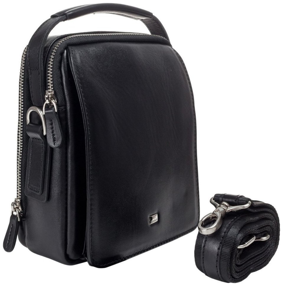 Мужская компактная сумка-барсетка из гладкой кожи черного цвета DESISAN 80037 фото №5 Мужская компактная сумка-барсетка из гладкой кожи черного цвета DESISAN 80037 modnotak фото №5