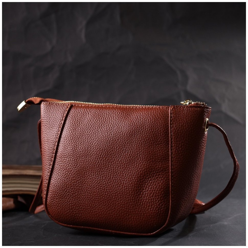 Жіноча плечова сумка з натуральної шкіри коричневого кольору Vintage 2422300