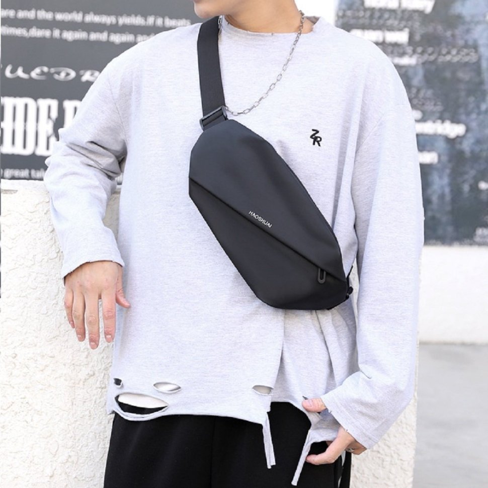 Мужская поясная сумка из качественного текстиля Confident 90737 Черная modnotak фото №5