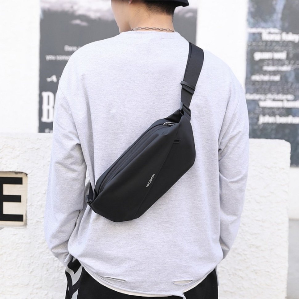 Мужская поясная сумка из качественного текстиля Confident 90737 Черная modnotak фото №7