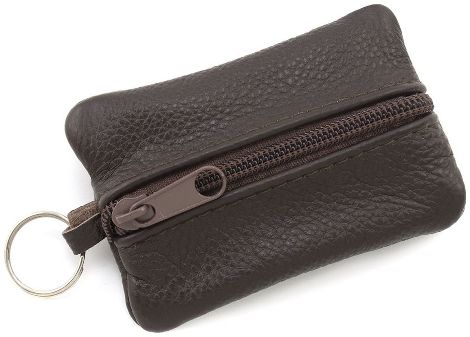 Небольшая кожаная ключница коричневого цвета на молнии ST Leather 70837 modnotak фото №1