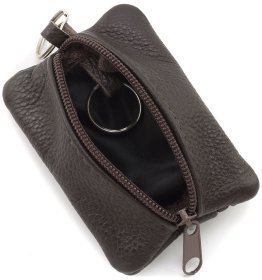 Небольшая кожаная ключница коричневого цвета на молнии ST Leather 70837