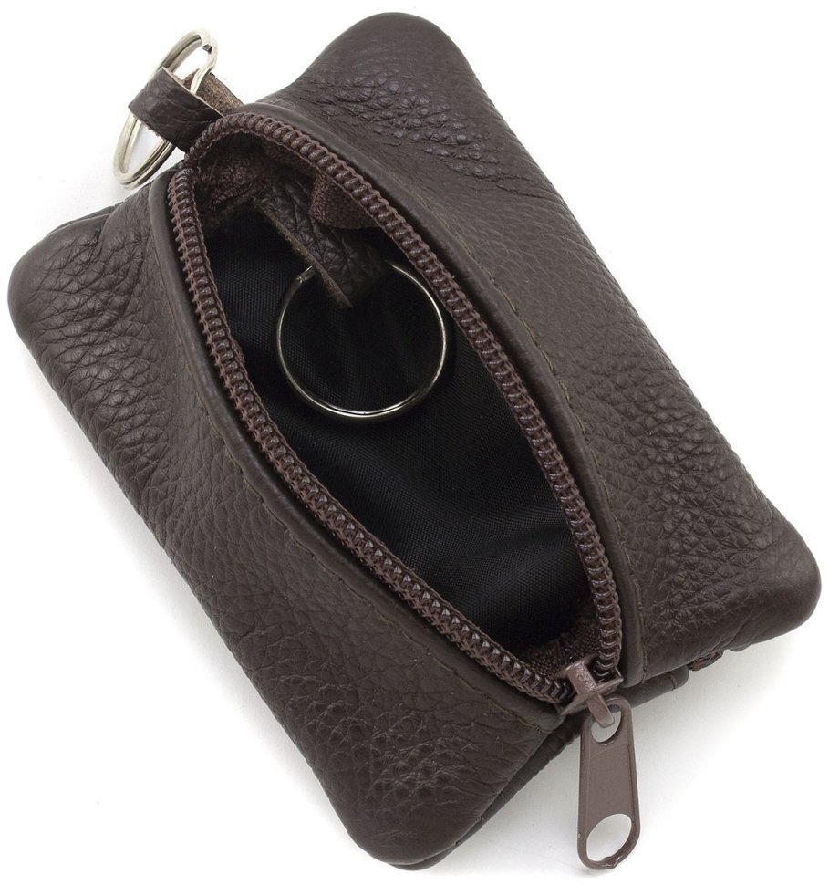 Небольшая кожаная ключница коричневого цвета на молнии ST Leather 70837 modnotak фото №2