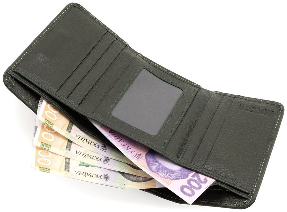 Женксий кожаный кошелек зеленого цвета на магнитной застежке ST Leather 90837 modnotak фото №9