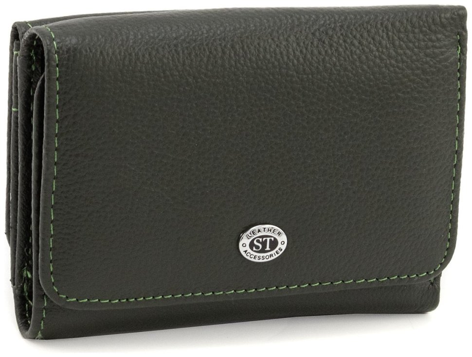 Женксий кожаный кошелек зеленого цвета на магнитной застежке ST Leather 90837 modnotak фото №1