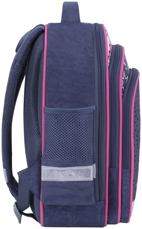 Рюкзак серого цвета школьный для девочки с принтом единорожки Bagland 111137 modnotak фото №2