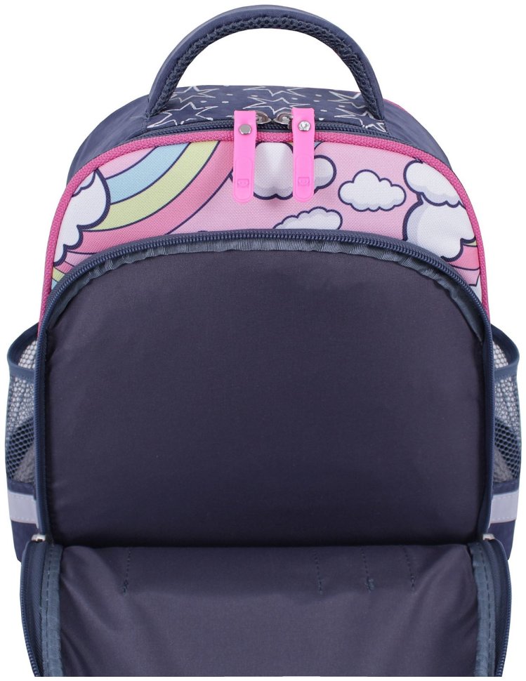 Рюкзак серого цвета школьный для девочки с принтом единорожки Bagland 111137 modnotak фото №4