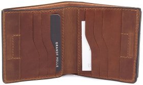 Чоловічий портмоне подвійного складання з коричневої шкіри З Україною в серці - Grande Pelle (13128)