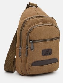 Коричневая мужская сумка-слинг из плотного текстиля Monsen 71537