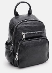 Жіночий рюкзачок середнього розміру з екошкіри чорного кольору Monsen 71837