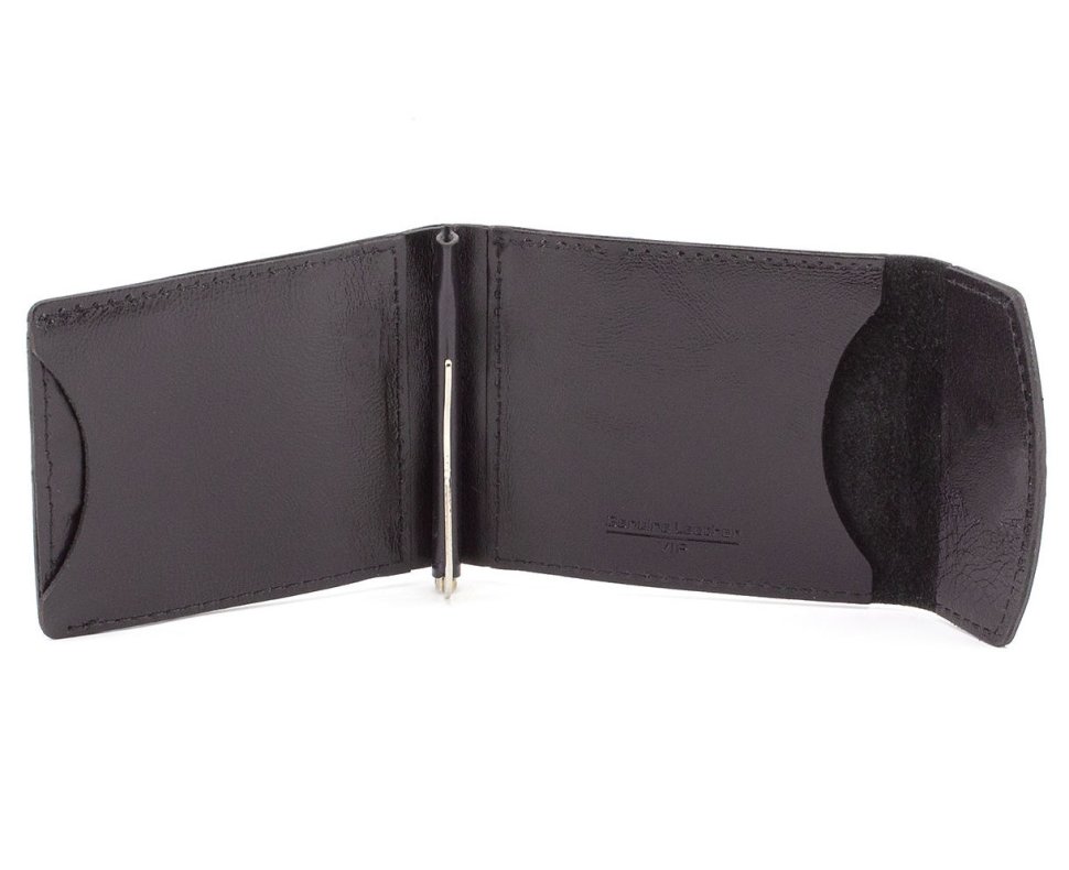 Шкіряний затиск для грошей чорного кольору ST Leather (16843)