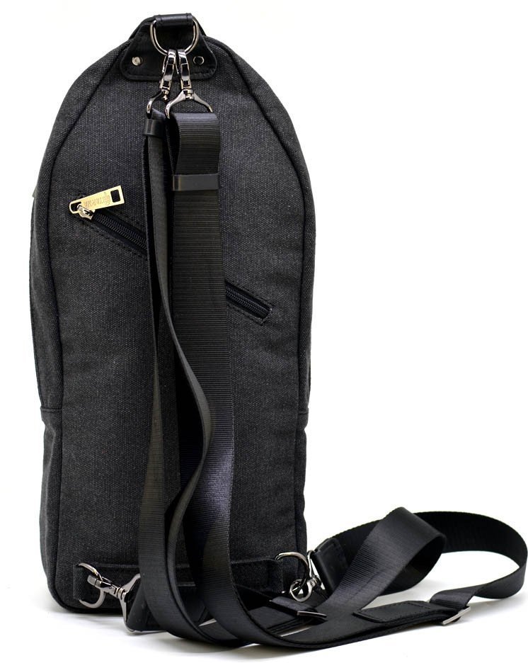 Комбінований чоловічий рюкзак-слінг з тканини та шкіри TARWA (19930)