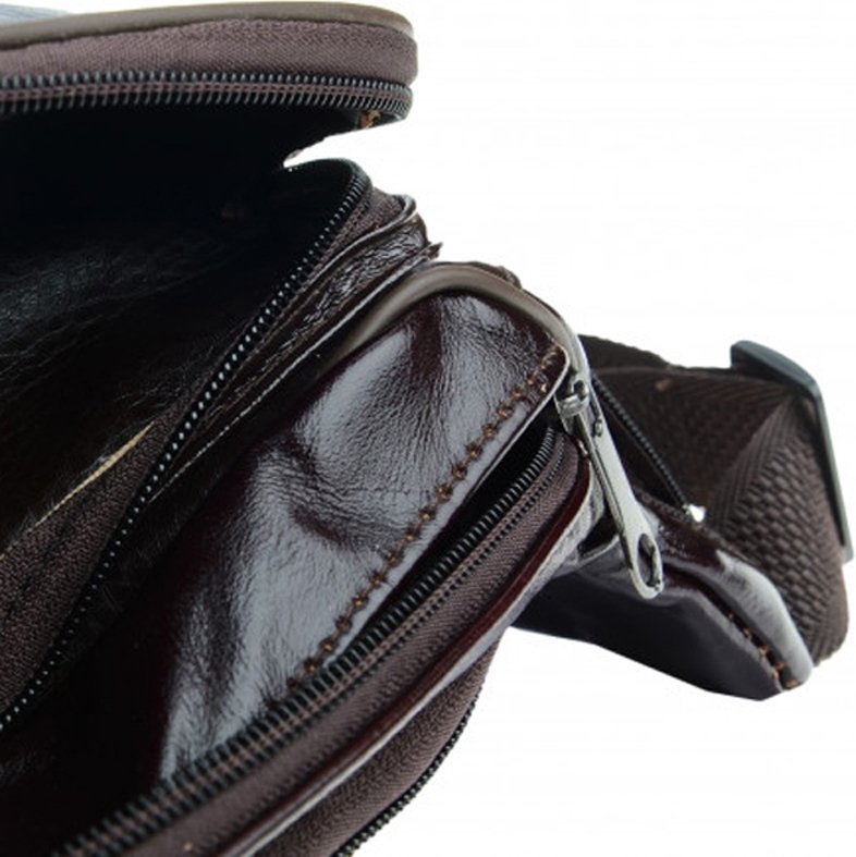Темно-коричневая мужская сумка на пояс из натуральной кожи Borsa Leather (15631)
