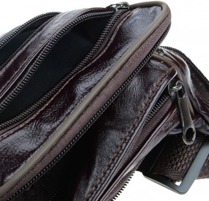 Темно-коричнева чоловіча сумка на пояс з натуральної шкіри Borsa Leather (15631)