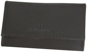 Стильный кошелек из фактурной кожи коричневого цвета на кнопке Vip Collection 102337