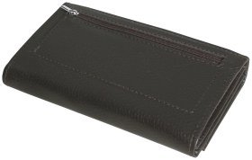 Стильный кошелек из фактурной кожи коричневого цвета на кнопке Vip Collection 102337