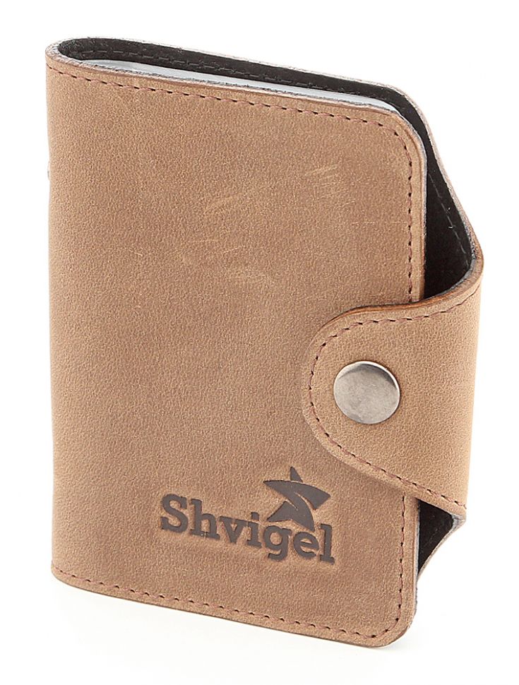 Набір на подарунок в комплекті з візитниці, ключниці, обкладинки на паспорт і гаманця (всі з натуральної шкіри) від SHVIGEL (0-9005)