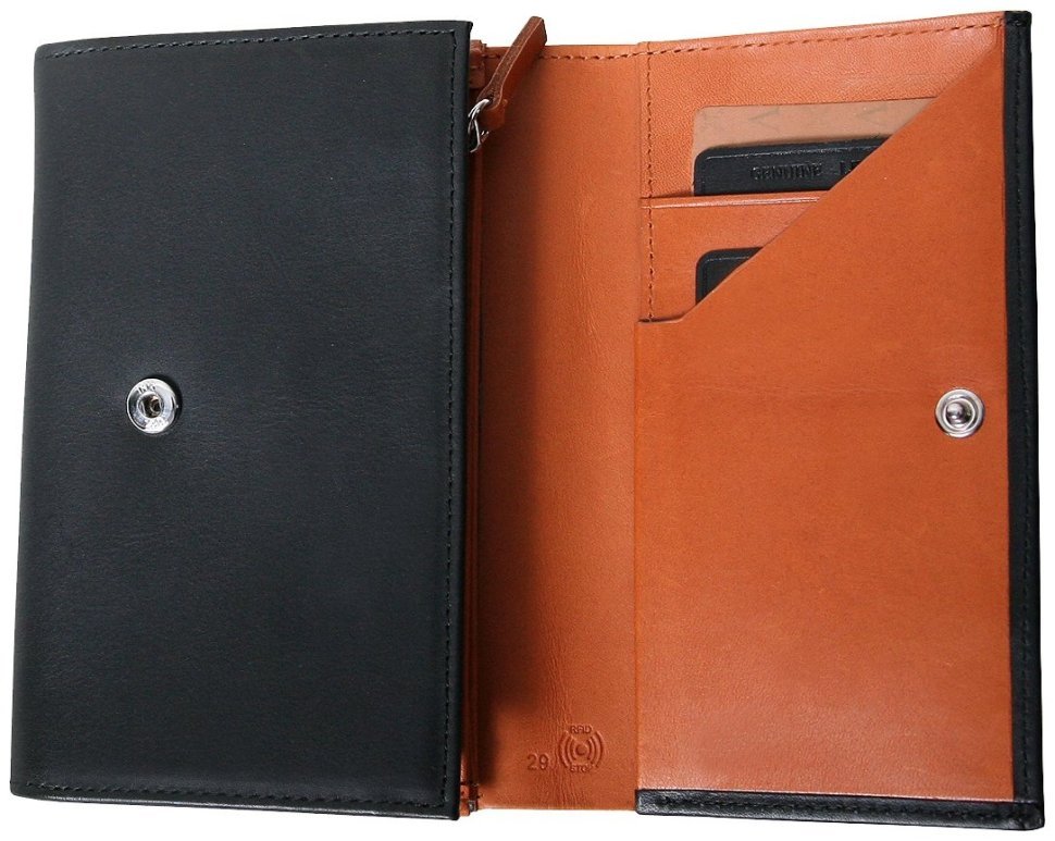 Жіночий чорний гаманець з яскравими вставками Beverly Hills на кнопці Vip Collection 102537 modnotak фото №2