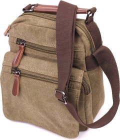 Тканинна чоловіча сумка оливкового кольору з ручкою Vintage (2421227)