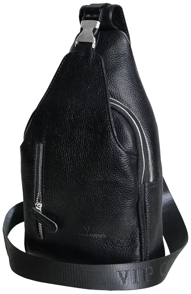 Мужской слинг из фактурной кожи черного цвета Vip Collection 102637 фото №1 Мужской слинг из фактурной кожи черного цвета Vip Collection 102637 modnotak фото №1