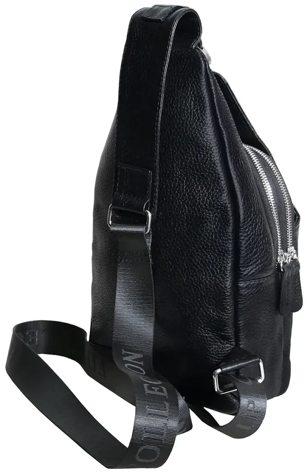 Мужской слинг из фактурной кожи черного цвета Vip Collection 102637 фото №2 Мужской слинг из фактурной кожи черного цвета Vip Collection 102637 modnotak фото №2