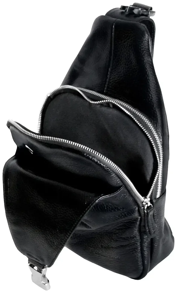 Мужской слинг из фактурной кожи черного цвета Vip Collection 102637 фото №5 Мужской слинг из фактурной кожи черного цвета Vip Collection 102637 modnotak фото №5