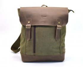 Зелений міський рюкзак із текстилю зі шкіряним клапаном TARWA (19923)